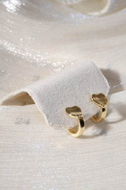 Heart Front Huggie Earrings — Gold — edited real product photo