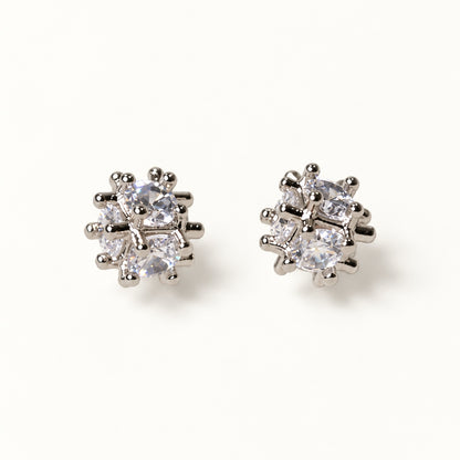 Trio CZ Stud Earrings — Silver — white background