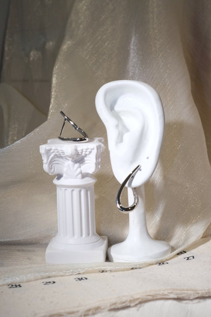 Teardrop Hoop Earrings — Silver — edited real product photo