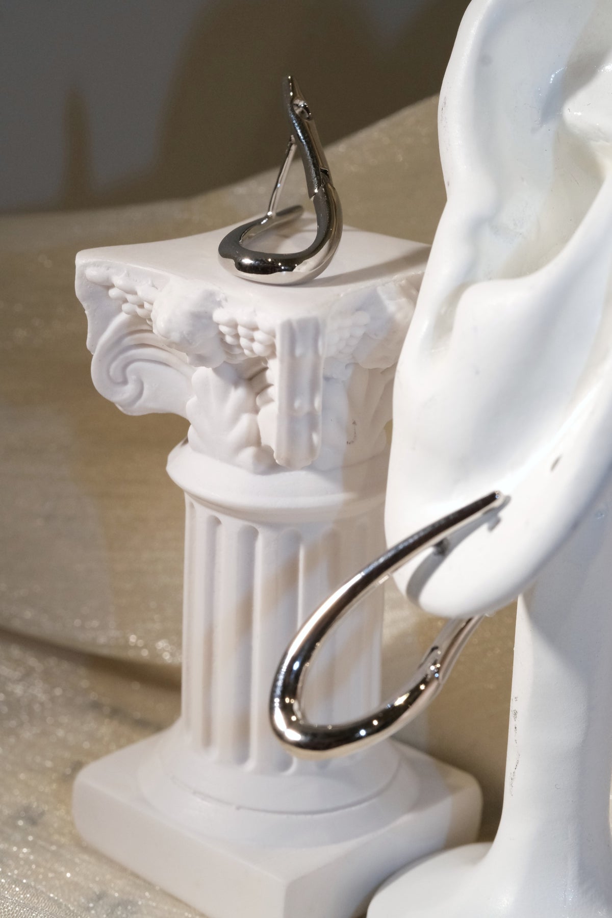 Teardrop Hoop Earrings — Silver — edited real product photo