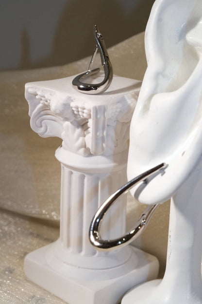 Teardrop Hoop Earrings — Silver — edited real product photo