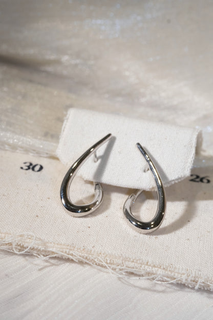Teardrop Hoop Earrings — Silver — edited real product photo
