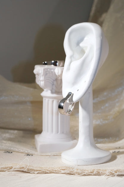 Slim Polished Hoop Earrings — Silver — edited real product photo