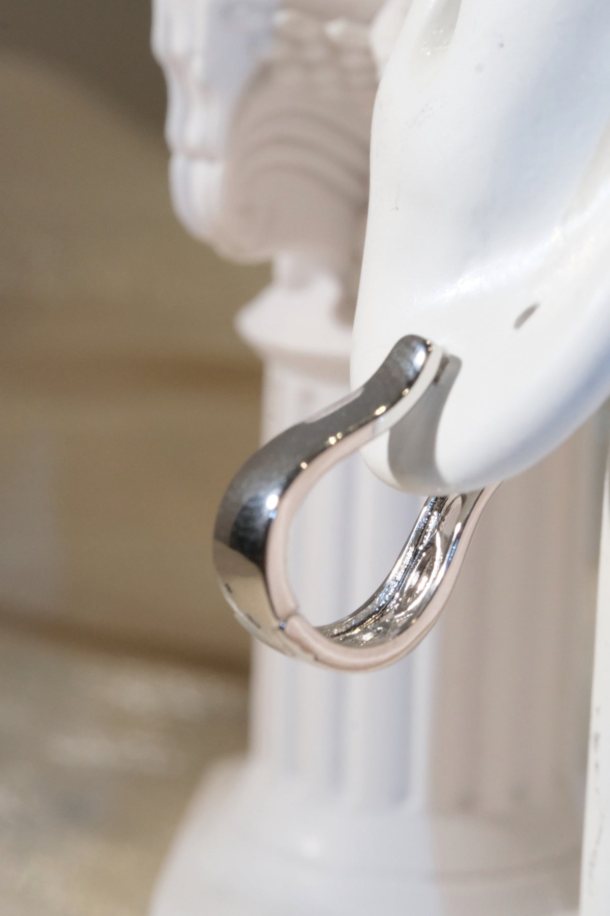Slim Polished Hoop Earrings — Silver — edited real product photo