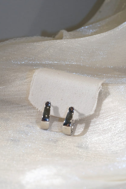 Slim Polished Hoop Earrings — Silver — edited real product photo