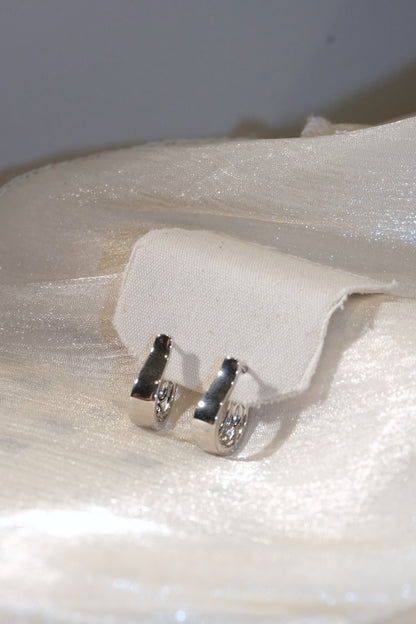Slim Polished Hoop Earrings — Silver — edited real product photo