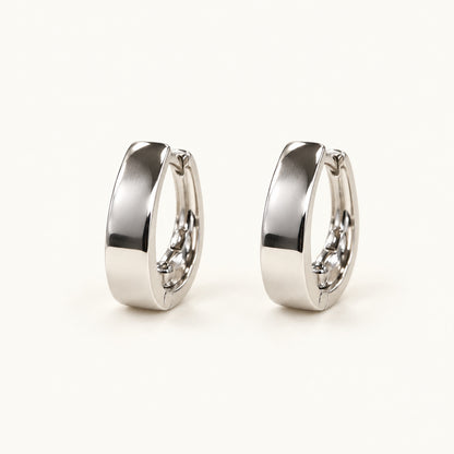 Slim Polished Hoop Earrings — Silver — white background
