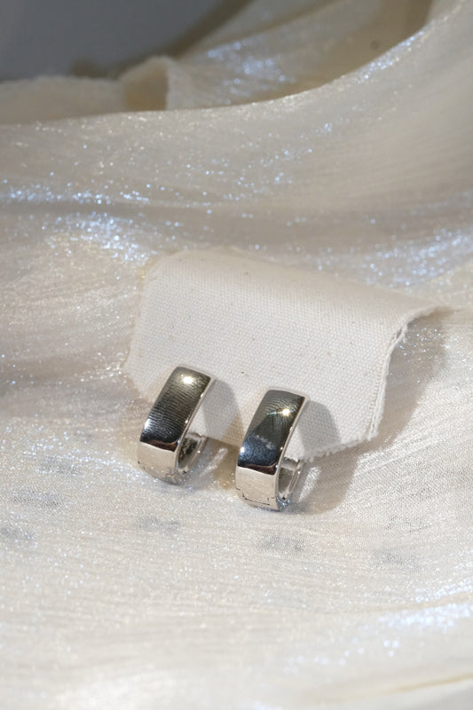 Soft Square Hoop Earrings — Silver — edited real product photo