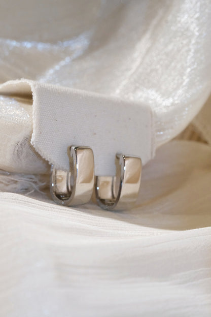 Soft Square Hoop Earrings — Silver — edited real product photo