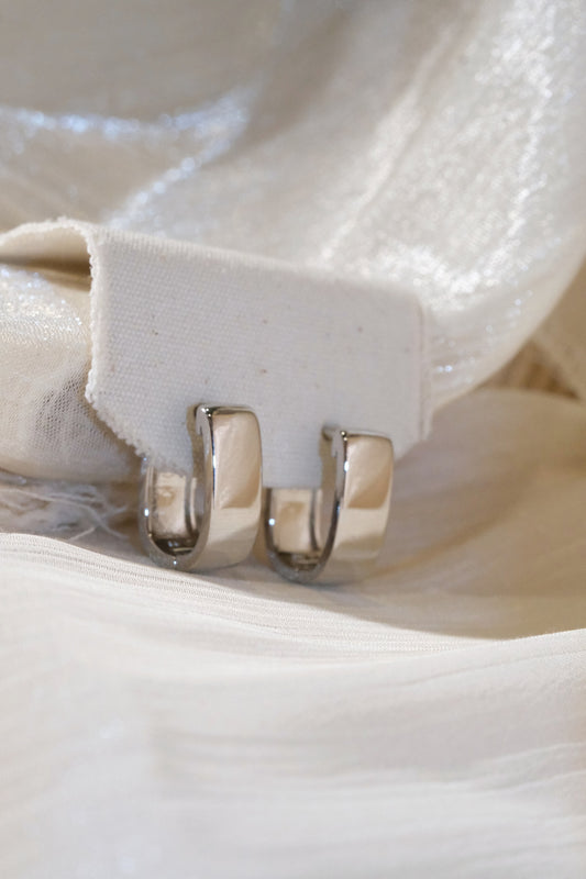 Soft Square Hoop Earrings — Silver — edited real product photo