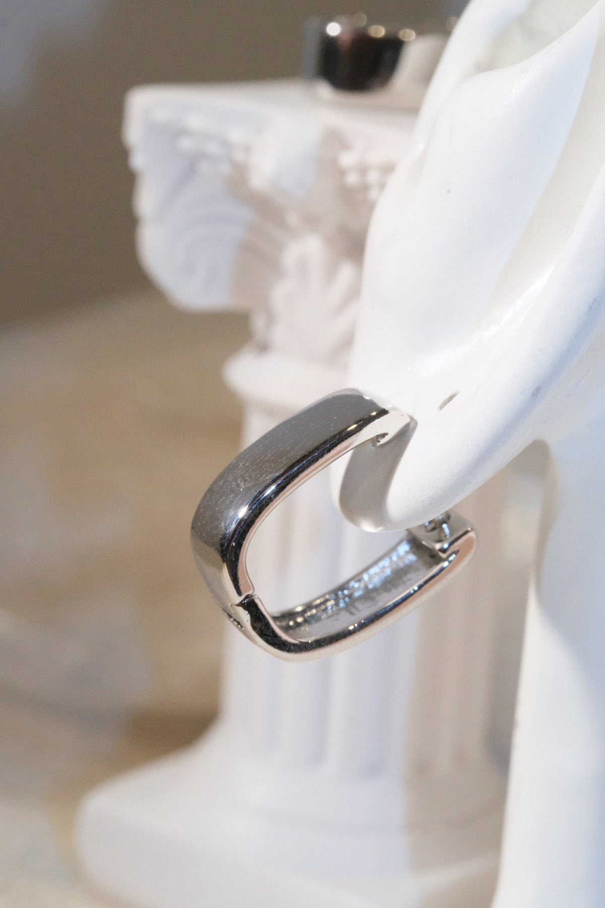 Soft Square Hoop Earrings — Silver — edited real product photo