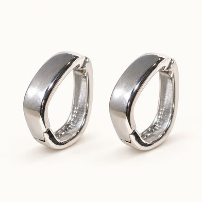 Soft Square Hoop Earrings — Silver — white background