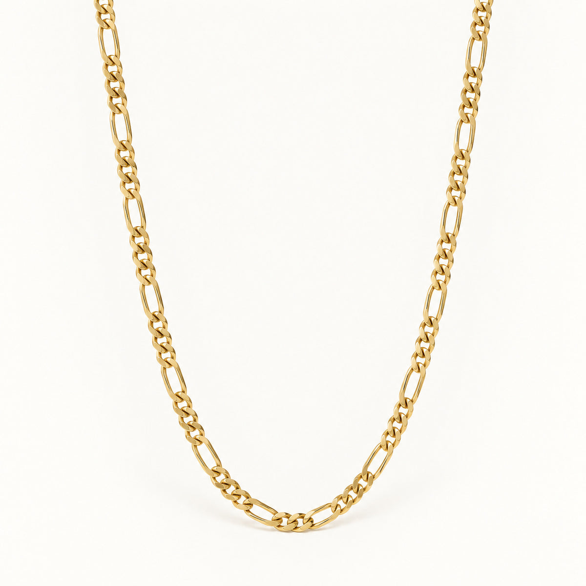 Figaro Chain — Gold — white background