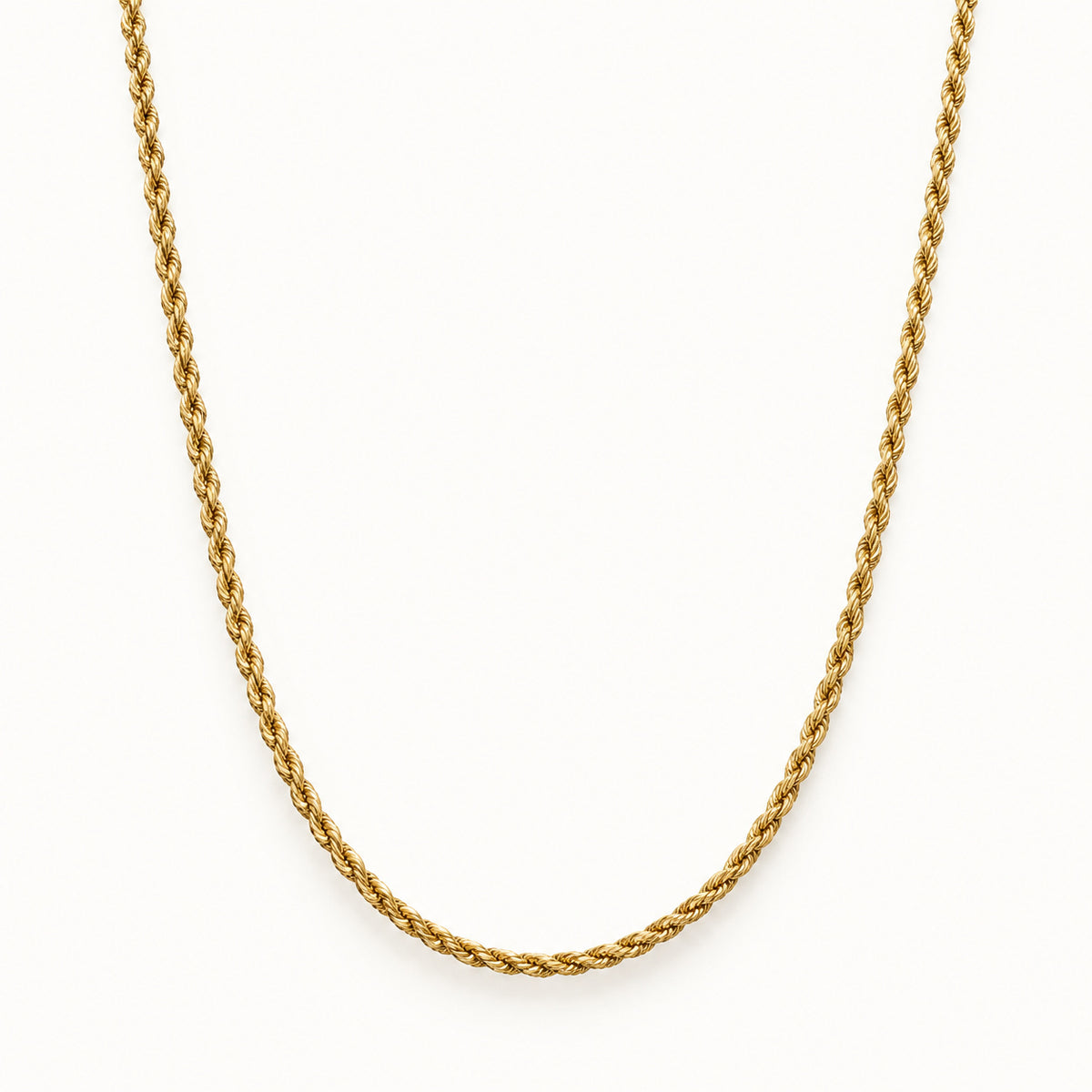 Twisted Rope Chain — Gold — white background