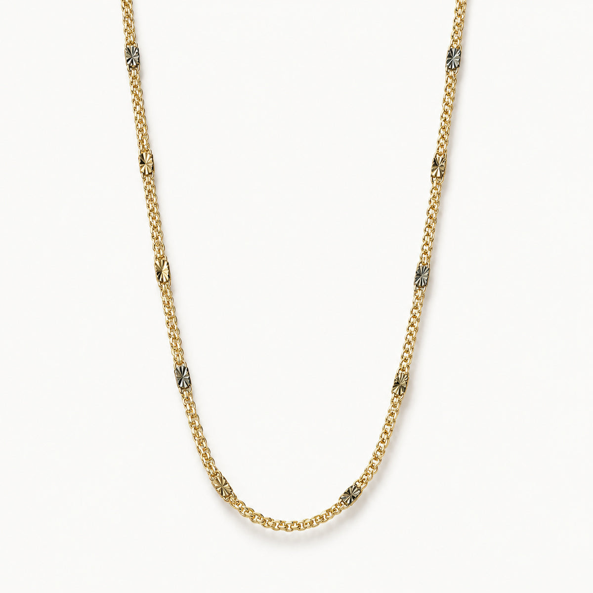 Textured Station Chain — Gold — white background
