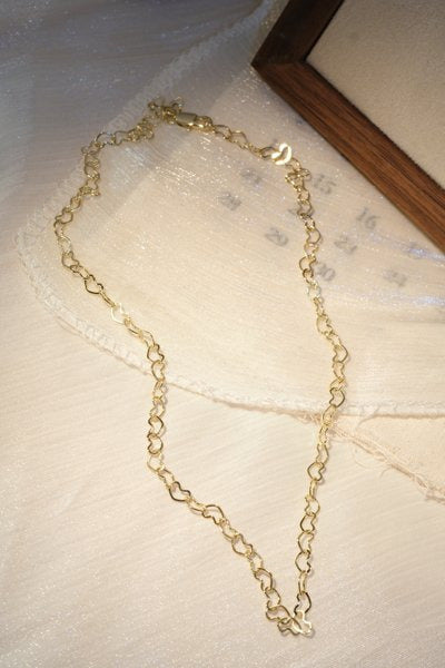 Heart Link Chain — Gold — edited real-life photo