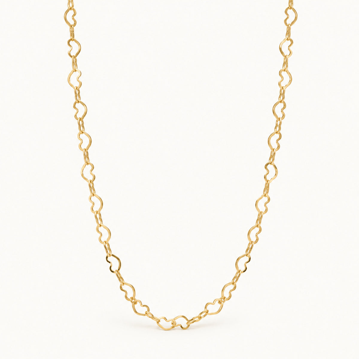 Heart Link Chain — Gold — white background