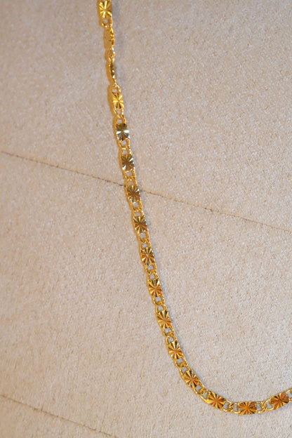 Engraved Flat Link Chain — Gold — edited real-life photo
