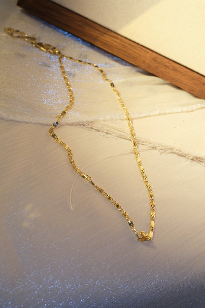 Engraved Flat Link Chain — Gold — edited real-life photo