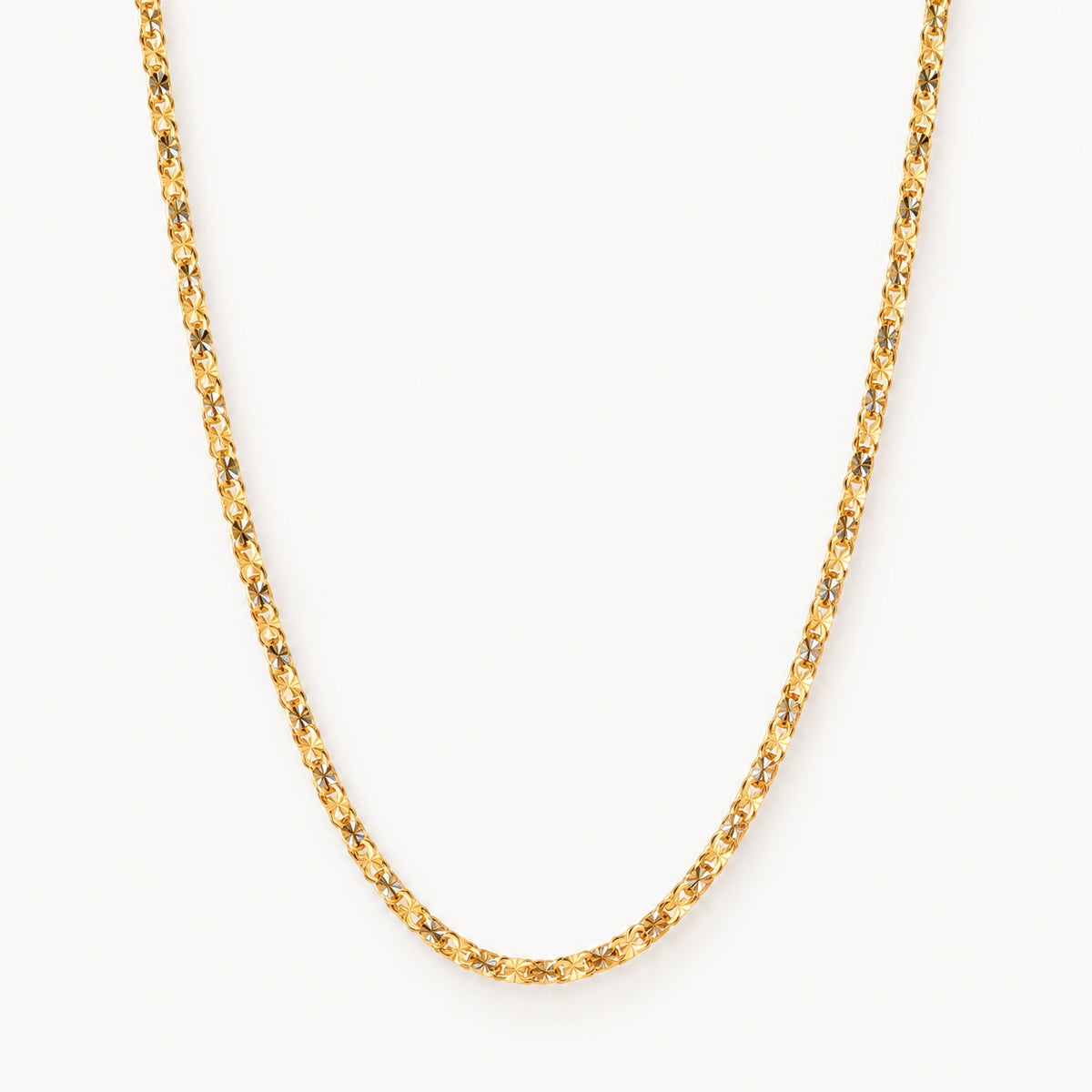 Engraved Flat Link Chain — Gold — white background