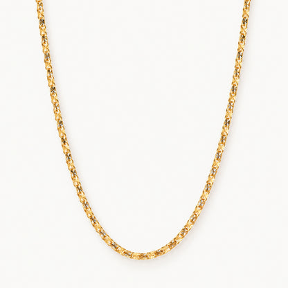 Engraved Flat Link Chain — Gold — white background