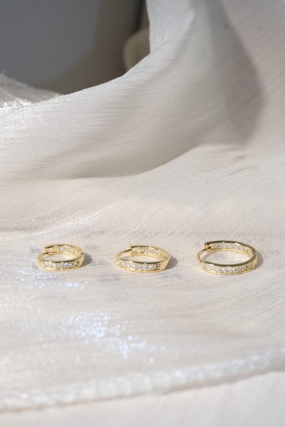 Slim Pave Hoop Earrings — Gold — edited real-life photo