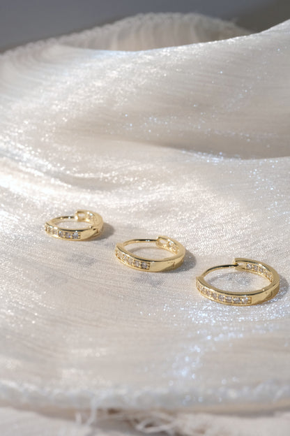 Slim Pave Hoop Earrings — Gold — edited real-life photo