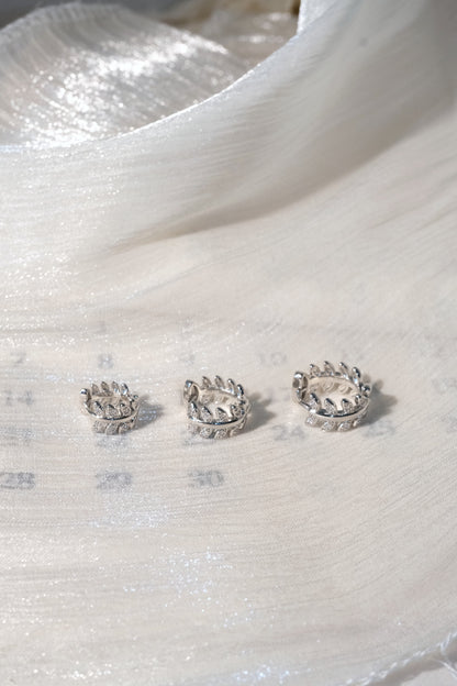 Leaf CZ Hoop Earrings — Silver — edited real-life photo