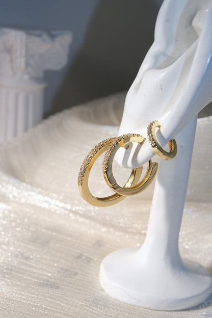 Slim CZ Hoop Earrings — Gold — edited real-life photo