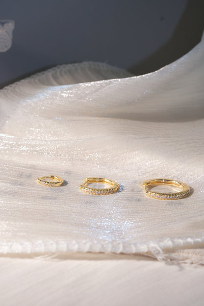 Slim CZ Hoop Earrings — Gold — edited real-life photo