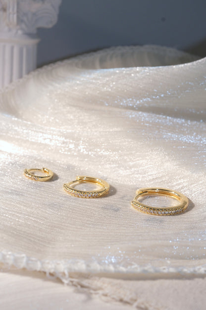 Slim CZ Hoop Earrings — Gold — edited real-life photo