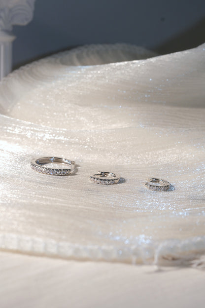 Prong Set CZ Hoop Earrings — Silver — edited real-life photo