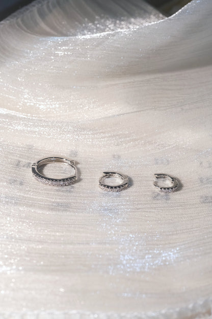 Prong Set CZ Hoop Earrings — Silver — edited real-life photo