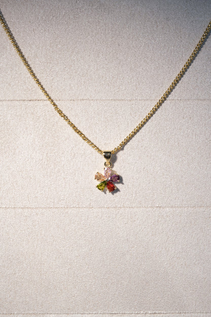 Colorful Flower Pendant — Gold — edited real-life photo