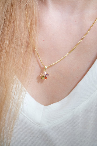 Colorful Flower Pendant — Gold — edited real-life photo