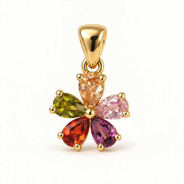 Colorful Flower Pendant — Gold