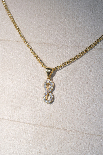 Infinity CZ Pendant — Gold — edited real-life photo