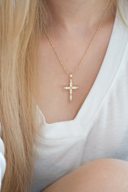 Beaded Cross Pendant — Gold — edited real-life photo