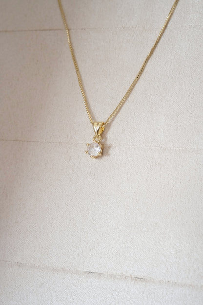 Round Solitaire Pendant — Gold — edited real-life photo