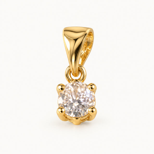 Round Solitaire Pendant — Gold