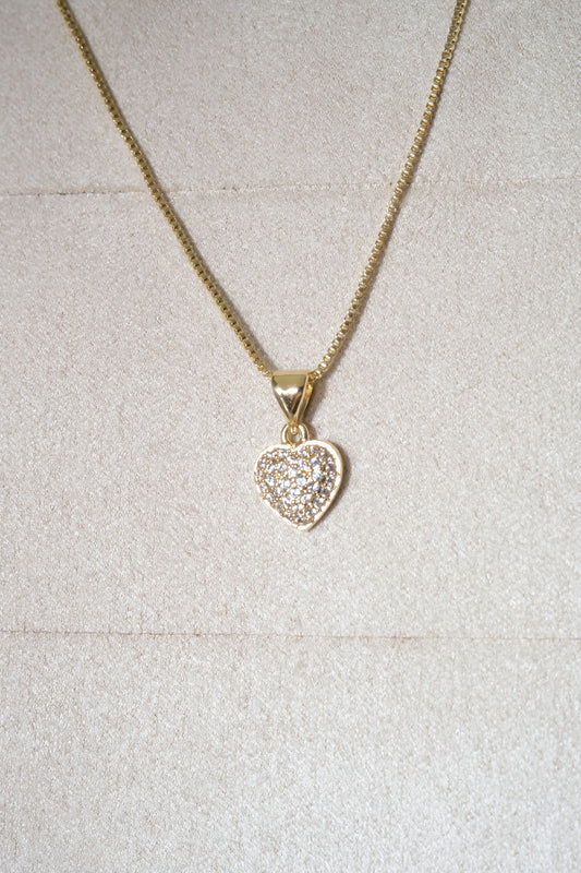 Petite Pave Heart Pendant — Gold — edited real-life photo