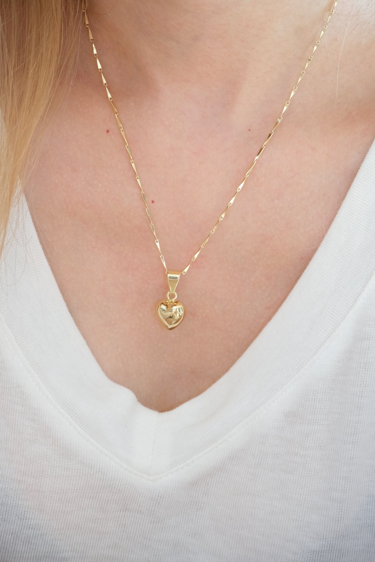Polished Heart Pendant — Gold — edited real-life photo
