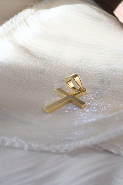 Textured Cross Pendant — Gold — edited real-life photo