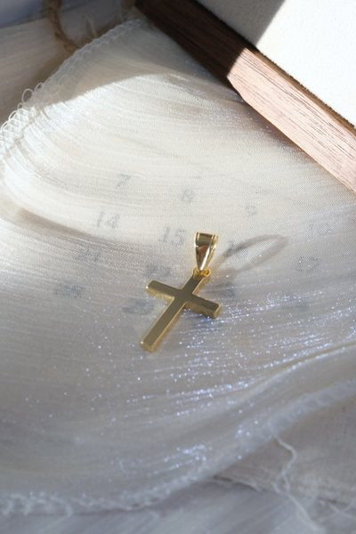 Textured Cross Pendant — Gold — edited real-life photo