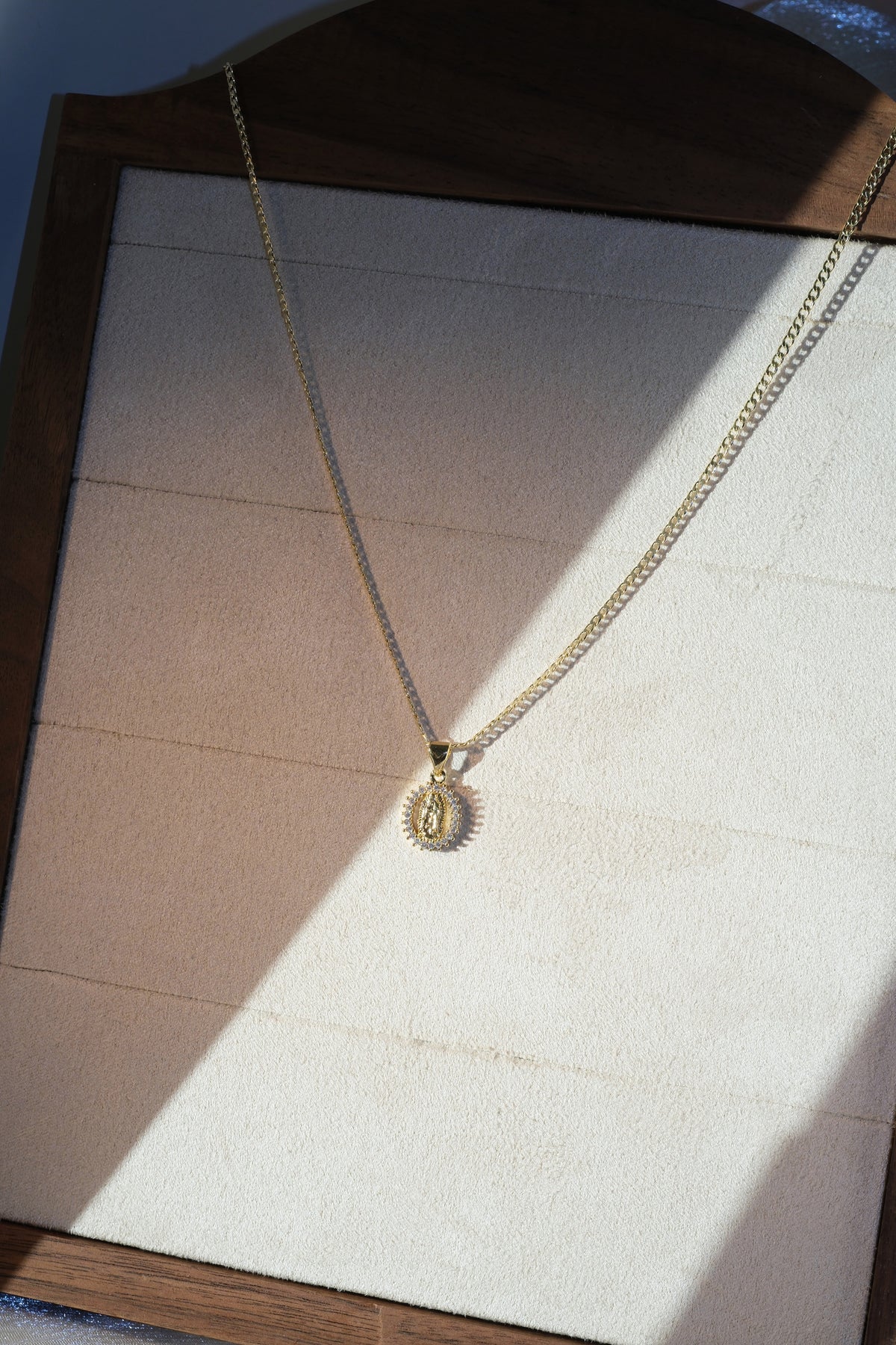 Oval Medallion Pendant — Gold — edited real-life photo
