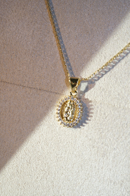 Oval Medallion Pendant — Gold — edited real-life photo