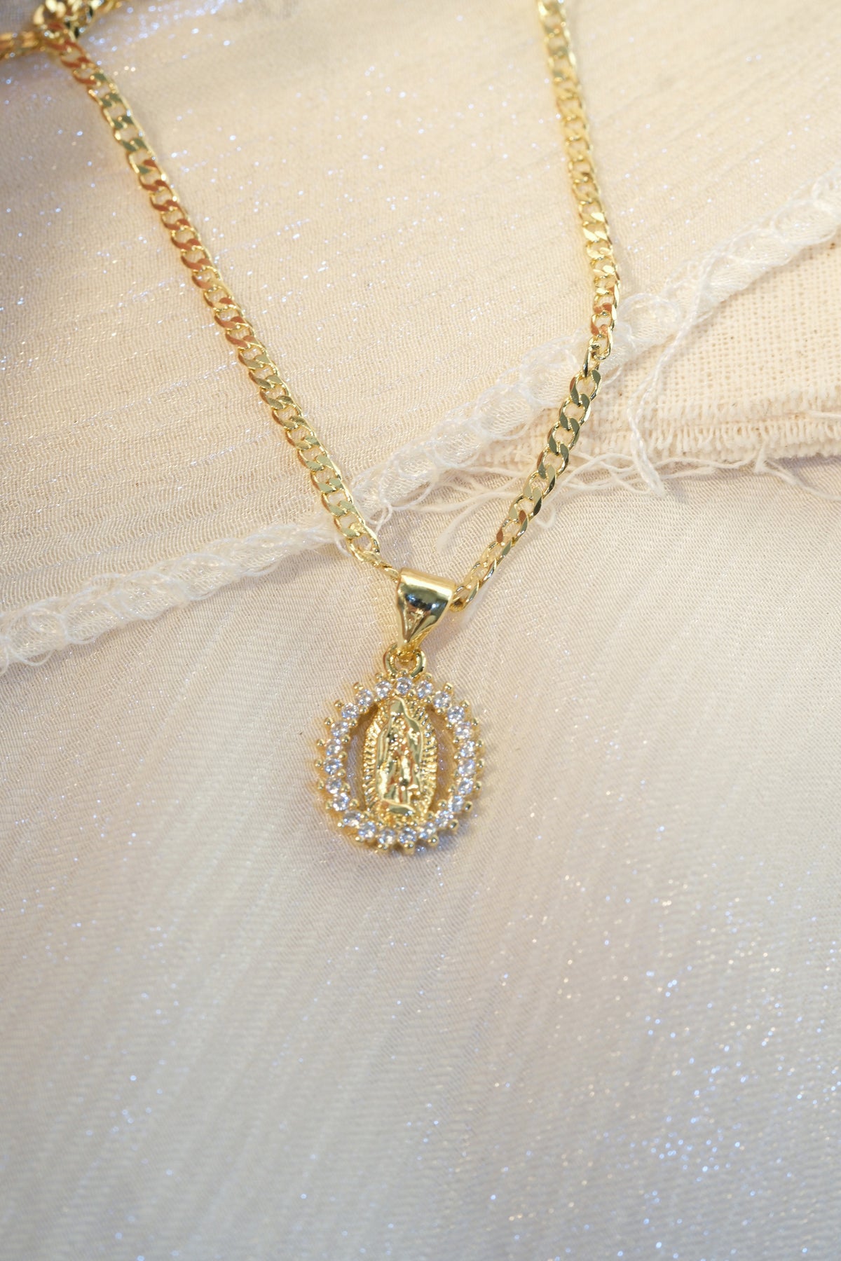 Oval Medallion Pendant — Gold — edited real-life photo