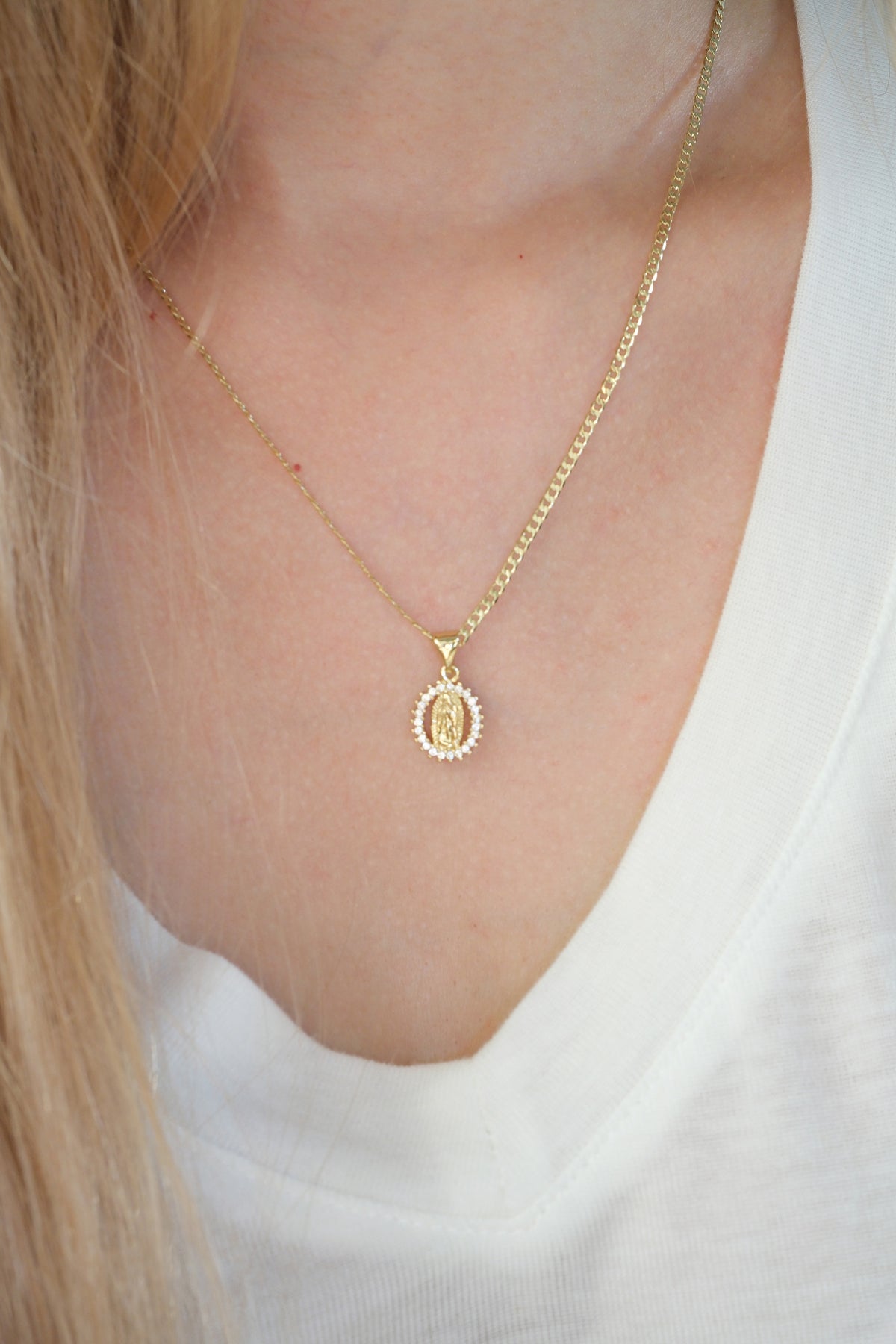 Oval Medallion Pendant — Gold — edited real-life photo