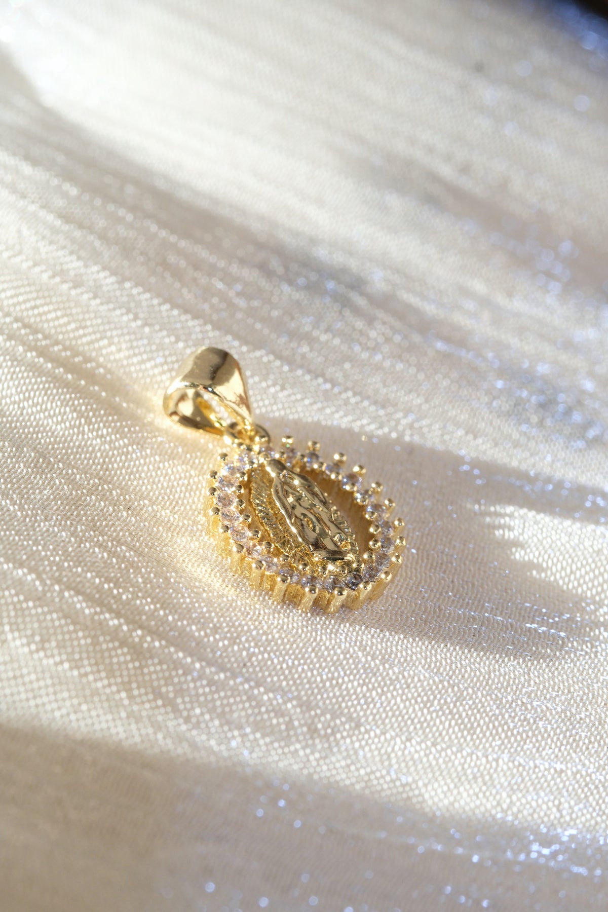Oval Medallion Pendant — Gold — edited real-life photo