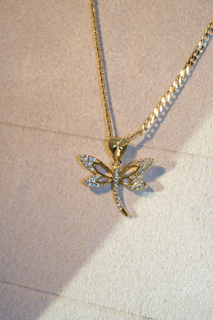 Dragonfly Pendant — Gold — edited real-life photo